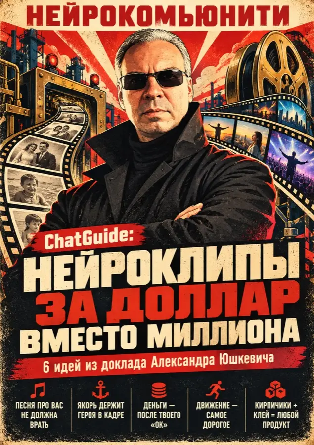 Обложка чатгайда «Нейроклипы за доллар» — Александр Юшкевич