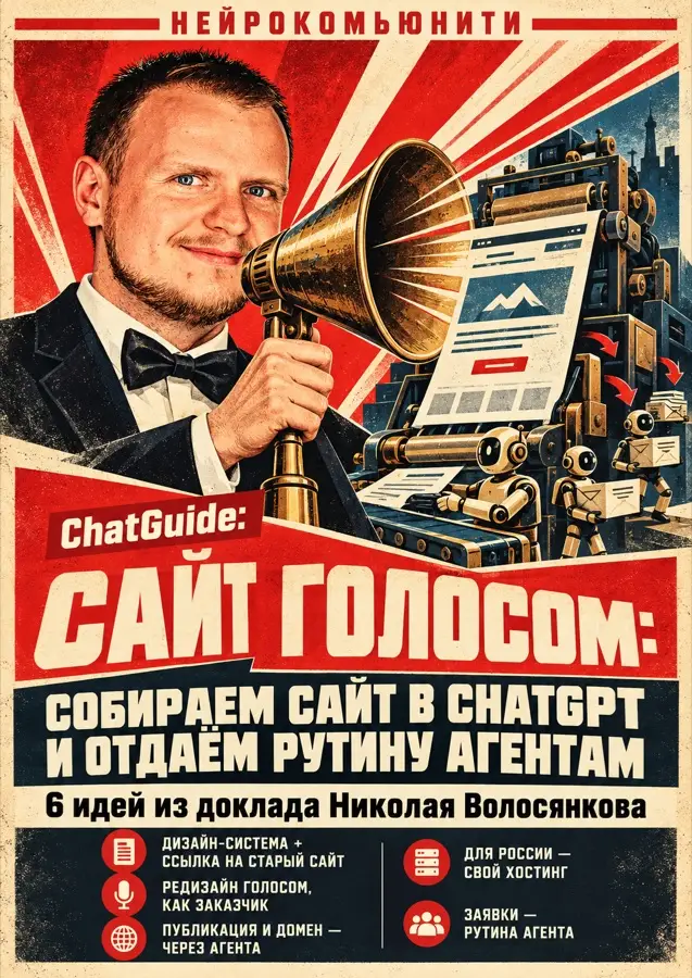 Обложка чатгайда «Сайт голосом в ChatGPT» — Николай Волосянков