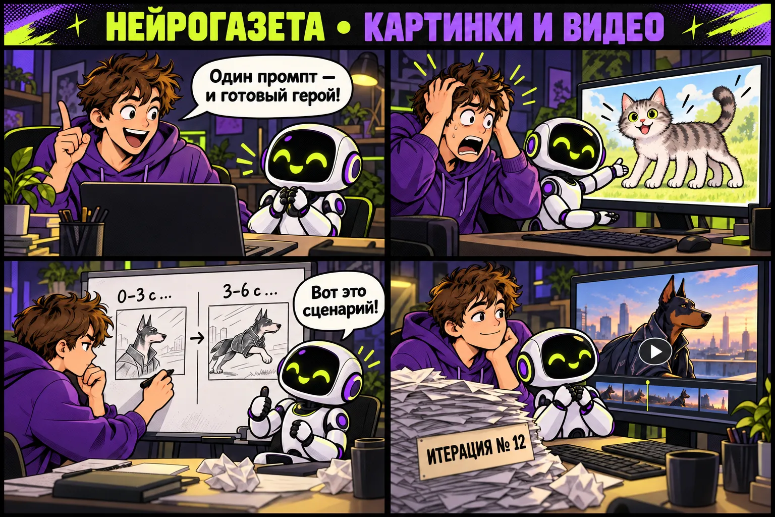 Комикс выпуска «Картинки и видео»: Один промпт не спасёт, Seedance — не для всего, а инфографику губит «сделай мне»
