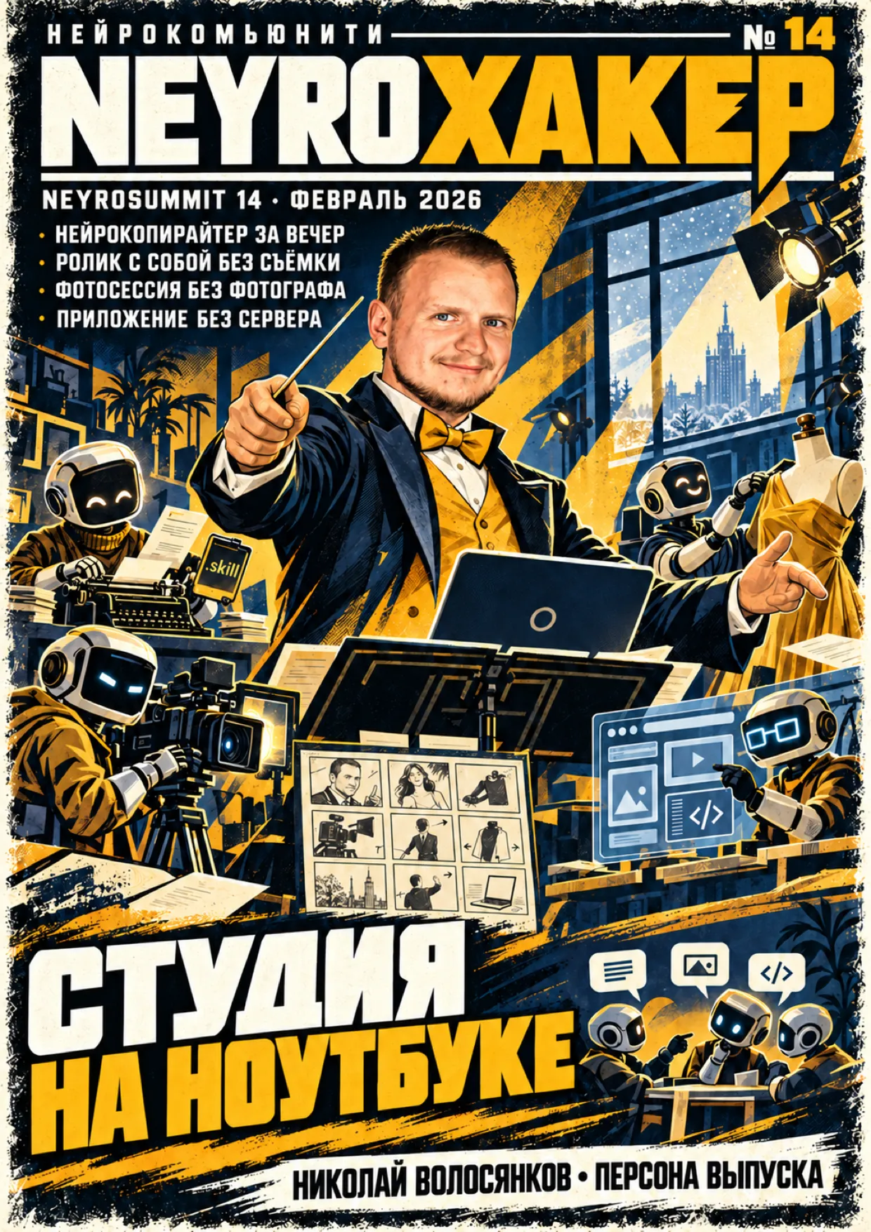 Обложка журнала «Нейрохакер», выпуск № 14, персона выпуска — Николай Волосянков
