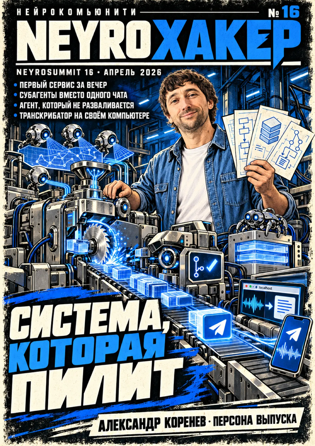 Обложка журнала «Нейрохакер», выпуск № 16, персона выпуска — Александр Коренев