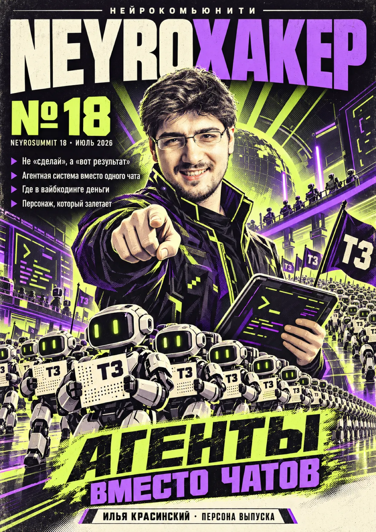 Обложка журнала «Нейрохакер», выпуск № 18, персона выпуска — Илья Красинский