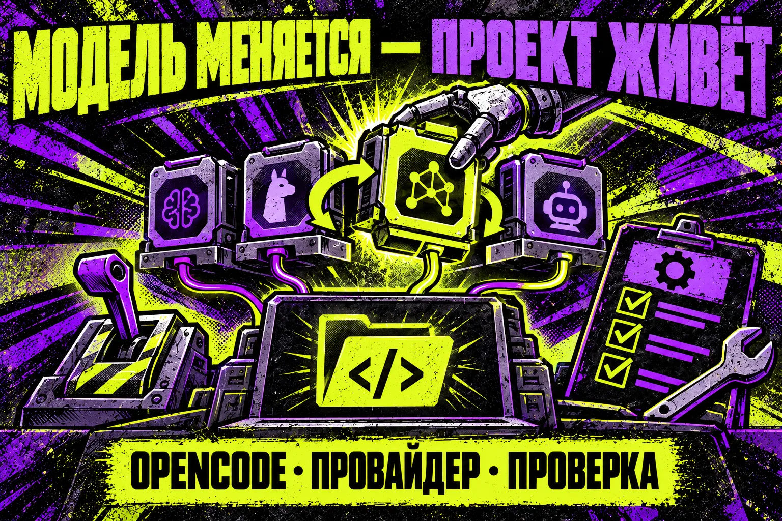 В OpenCode можно менять поставщика модели, сохраняя папку проекта; каждую связку нужно проверять на своей задаче